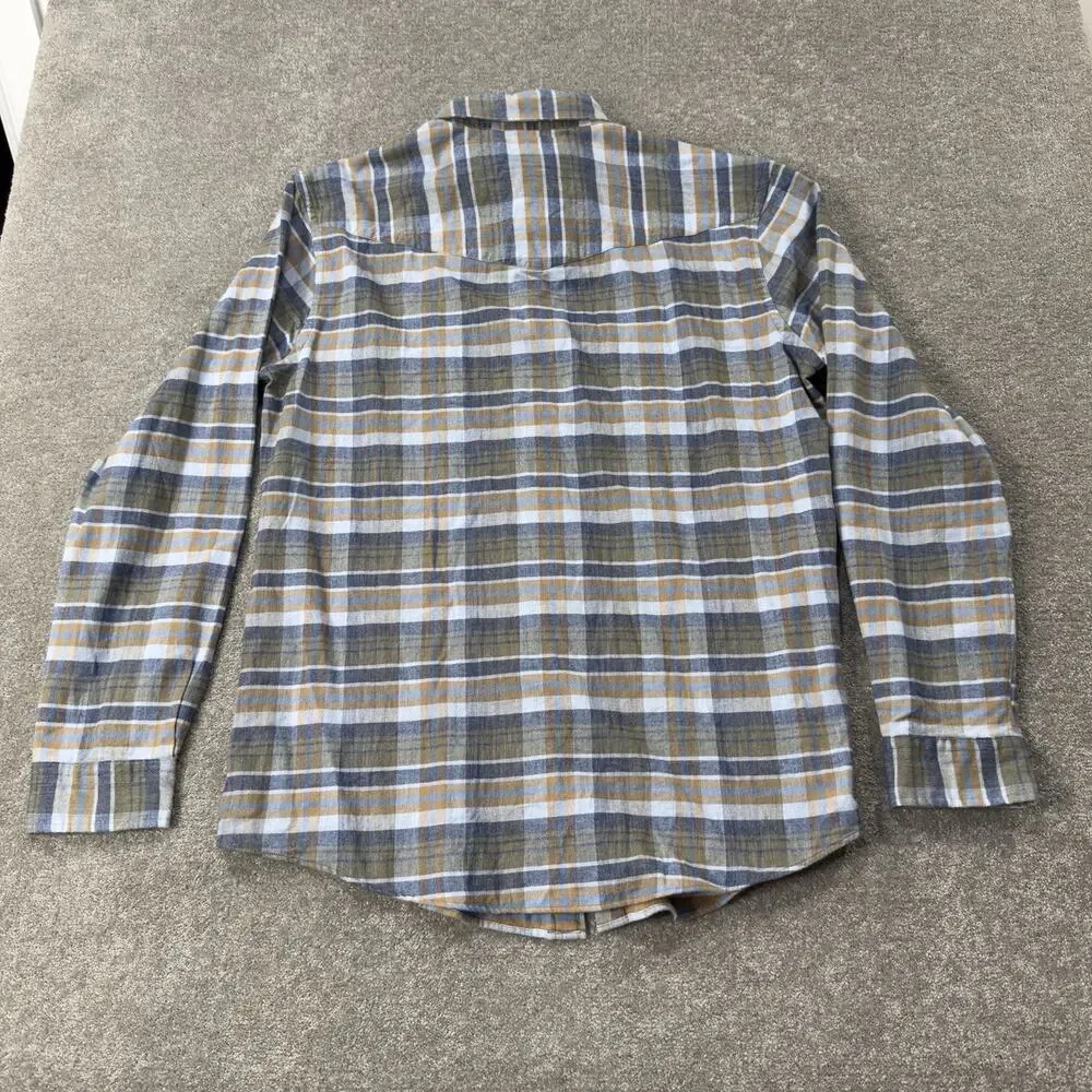 Criquet Mens XXL Flannel Plaid Long Sleeve‎ Button Shirt Blue Olive Tan Casual